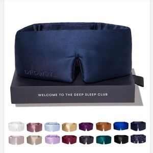 NIB DROWSY Silk Sleep Mask. Face-Hugging, Padded Silk Cocoon. (Midnight Blue)